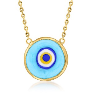 Ross-Simons Multicolored Glass Evil Eye Necklace in 18kt Gold Over Sterling Size 18 - 1 of 3