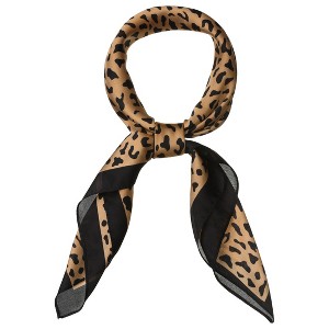 Allegra K Women's Animal Leopard Print Silk Feeling Square Scarves Kerchief Neckerchief Bandana - 1 of 4
