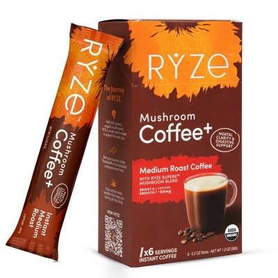 thumbnail image 2 of Ryze Organic Mushroom Coffee – 2-Pack – USDA Organic Medium Roast Instant Coffee – Exp 2027 2 of 4