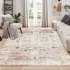 Runner Rug Kitchen Hallway Entryway – Vintage Floral Oriental Design Non-Slip Stain Resistant Low Pile Floor Covering - 2 of 4