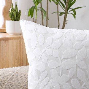 Kate Aurora Red Hook Cut Leaf Embossed Chenille Ultra Plush & Fluffy 18"x 18" Filled Accent Throw Pillow With Removable Zipper Shell/Cover - 1 of 4