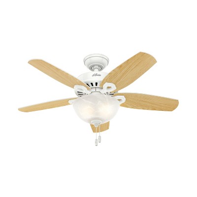 42" White and Light Oak Ceiling Fan with LED Light
