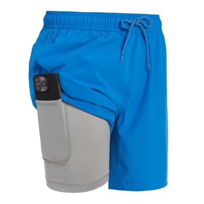 Dreamwave Men's Allover Print Anti Chafing Elastic Waist Swim Shorts with Phone Pocket Navy Medallion 2XL — фото 5