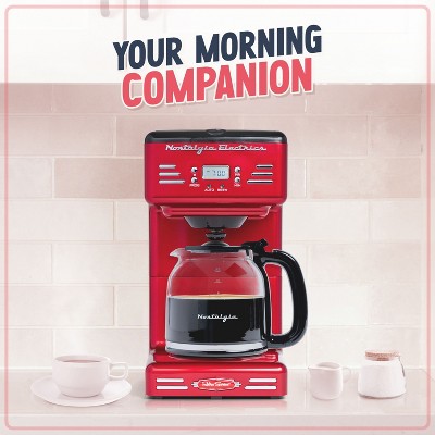Retro Red 12-Cup Programmable Coffee Maker with LED Display