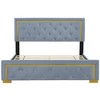 HomeRoots Gray Tufted Velvet Upholstered Queen Bed Frame - 4 of 4