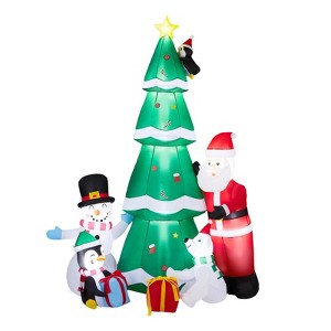 FONTOI 7FT Christmas Inflatable Tree with Santa and Snowman Funny Holiday Yard Decoration for Outdoor Party, Multicolored, 9.84"*7.09"*9.45" - 1 of 4