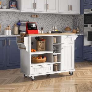 MAYEERTY Kitchen Island Cart with Storage Cabinet and Two Locking Wheelsor Kitchen Room,Dining Room - 1 of 4