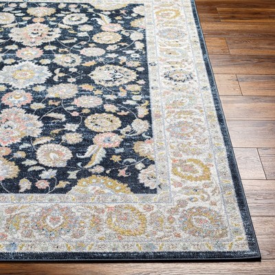 Ink Blue Traditional Washable Wool Runner Rug 2'7" x 7'3"