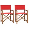 vidaXL Director's Chairs 2 Pcs, Foldable Director's Chair with Fabric Seat Cover, Folding Camping Chair for Outdoor Lawn, Solid Wood Teak Red - 2 of 4