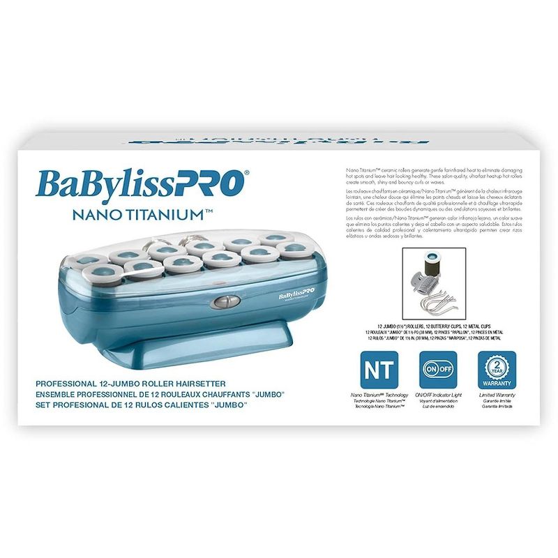 BaBylissPRO Jumbo Hot Rollers, Nano Titanium Hair Styling Tools & Appliances, 12 Count, BABNTCHV15 (Babyliss Pro), 3 of 8