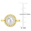 EVERLY JEWELRY | Yellow Plated Sterling Silver 9-9.5mm Cultured Freshwater Pearl Halo Link Ring - 4 of 4