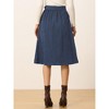 Allegra K Women's High Waist Solid Button Front A-Line Belted Corduroy Midi Skirt - 4 of 4