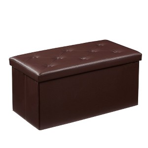 VECELO Folding Storage Ottoman Bench, Versatile Shoestool & Footstool, Bedroom Bench with Storage, Holds up to 660 lb - 1 of 4