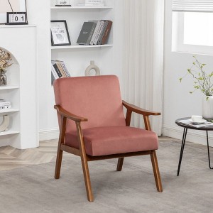CAVINAS Upholstered Accent Chair,Mid Century Arm Chair with Wood Frame for Bedroom,Reading Room - 1 of 4