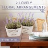 Artificial Lavender Plants in Rustic Wooden Planters - Lifelike Faux Silk Purple Flowers (Set of Two), White Pots - 3 of 4