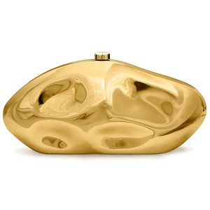 Acrylic Clutch Purse for Women Evening Bag, Irregular Shell Acrylic Purse Box Clutch with Chain for Party Wedding Prom, Gold - 1 of 4