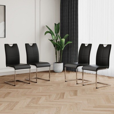 NicBex Modern Dining Chairs with Faux Leather Padded Seat,Armless Chairs with Chrome Metal Legs for Kitchen,Living Room