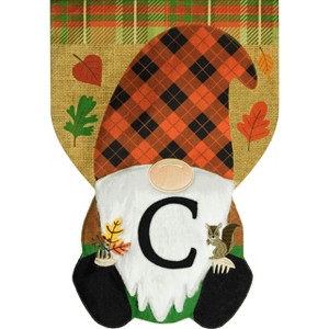 Fall Gnome Burlap Monogram Letter C Garden Flag 18" x 12.5" Briarwood Lane - 1 of 4