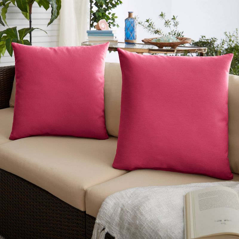 2pk Sunbrella Outdoor Square Throw Pillows Hot Pink, 2 of 4