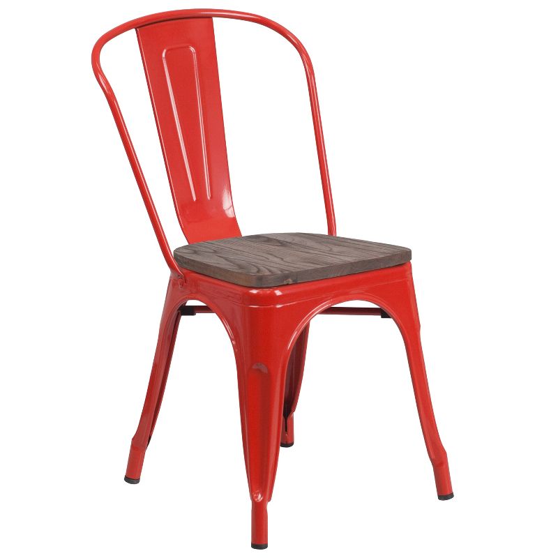 Flash Furniture Metal Stackable Chair with Wood Seat, 1 of 11