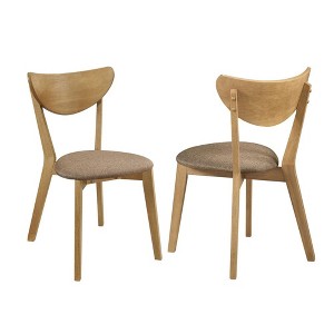 Simple Relax Set of 2 Upholstered Dining Side Chairs in Light Walnut and Brown - 1 of 4