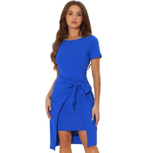 Allegra K Women's Crew Neck Short Sleeve Business Elegant Office Peplum  Sheath Dresses : Target