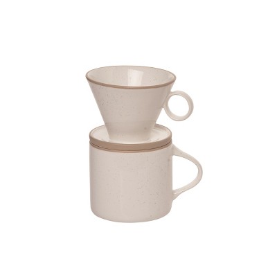 Transpac Stoneware 8 in. White Pour Over Coffee Drip Mug Set of 2