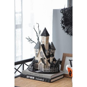 10x8.3x13.5" Cardboard Haunted House, Black Beige Tabletop holiday halloween decor - 1 of 4