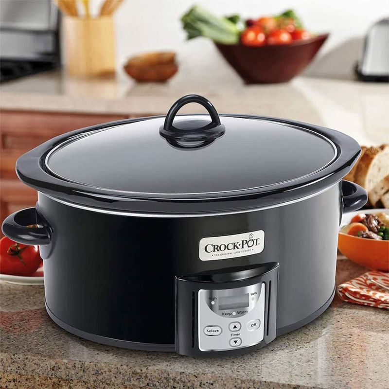 Crock-Pot 4 2091290 Quart Capacity Intelligent Count Down Timer Slow Cooker Small Kitchen Appliance, Black, 4 of 7