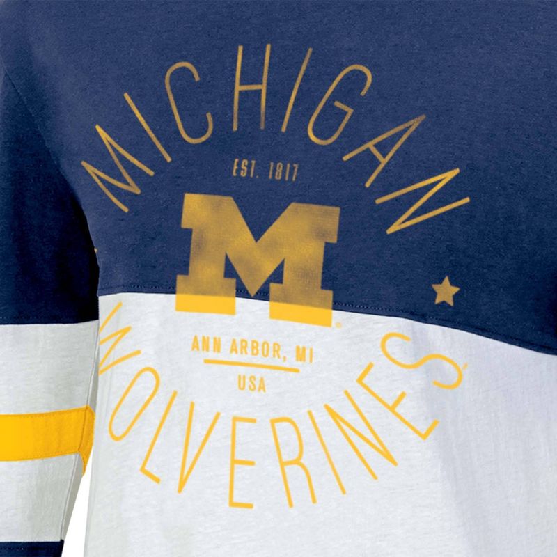 NCAA Michigan Wolverines Women&#39;s Long Sleeve Color Block T-Shirt, 3 of 4