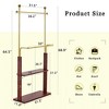 NAYSAYE Clothes Hanger Double Layer Coat Rack with Solid Wood Partition and Cabinet for Bedroom Entryway or Living Room, Gold and Brown, - 3 of 4