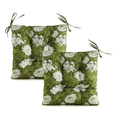 ARTPLANT Outdoor Seat Cushion Pads,Set of 2,19"x19"x4",Square Tufted Outdoor Wicker Dining Chair Cushions for Patio Furniture with Ties,Floral