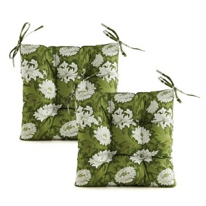 ARTPLANT Outdoor Seat Cushion Pads,Set of 2,19"x19"x4",Square Tufted Outdoor Wicker Dining Chair Cushions for Patio Furniture with Ties,Floral - 1 of 3