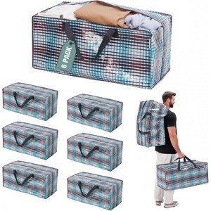 6 Pack Extra Large Moving Bags Zippers & Carrying Handles Backpack Straps, Heavy-Duty Storage Tote Bags - 1 of 4