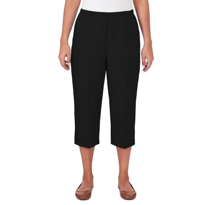 Alfred Dunner Womens Button Hem Denim Capri Pant