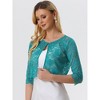 Allegra K Women's Elegant 3/4 Sleeve Sheer Floral Lace Cropped Bolero Shrugs - 2 of 4