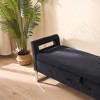 Vynxaria 67.91"Wide Velvet Storage Soft Bench with Armrests  for Living Room, Entryway and Bedroom. Black - 3 of 4