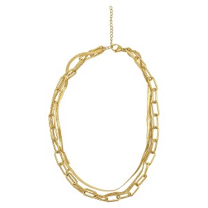 Adornia Tarnish Resistant 14k Gold Plated Set of Paper Clip, Snake Chain and Curb Chain Neckalce - 1 of 4