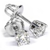 Pompeii3 1/2ct Screw Back Round Diamond Studs 14K White Gold (IJ/I2-3) - 2 of 4