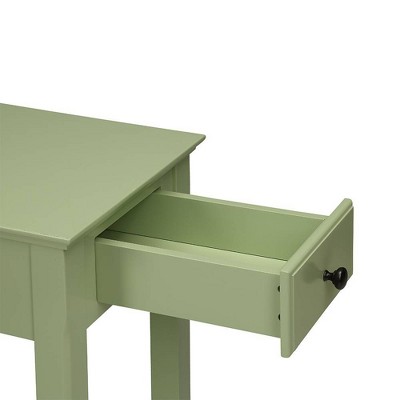 Bertie Light Green Wooden Accent Table with Drawer and Shelf