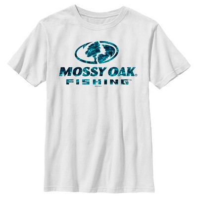 Boy's Mossy Oak Blue Water Fishing Logo T-shirt - White - Small