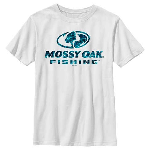 Boy's Mossy Oak Blue Water Fishing Logo Graphic Tee White Small