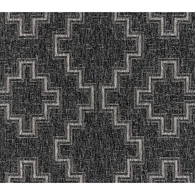 Black Rectangular Synthetic 5' x 7' Stain-Resistant Rug