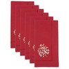 Saro Lifestyle Embr'D Mistetoe Hemstitch Napkin (Set of 6), 20", Red - 2 of 4