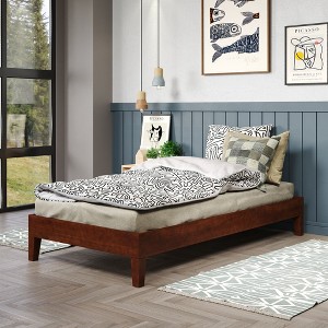 NicBex Wood Twin/Full/Queen Size Platform Bed Frame,Solid Wood Slats Support,6.5" Under Bed Storage,No Box Spring Needed,Noise-Free,Easy Assembly - 1 of 4