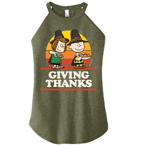 Women's - Peanuts - Thanksgiving Football Graphic High Neck Tank - 1 of 4