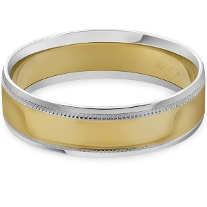 Pompeii3 Mens 14k White & Yellow Gold 6MM Wedding Band Ring Two Tone - 1 of 3