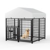 Okak Large Outdoor Dog Kennel with Waterproof and UV-Protect Cover, Dog Crate with Heavy-Duty Metal Frame, Dog Cage for Lage Dogs, Black - 2 of 4