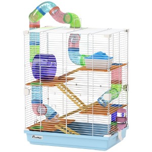 Skyzone 5-Tier Hamster Cage with Exercise Wheel, Tubes, and Accessories - Portable Small Animal - 1 of 4
