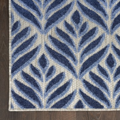 Aloha Blue Floral 2'8" x 4' Synthetic Flat Woven Outdoor Rug
